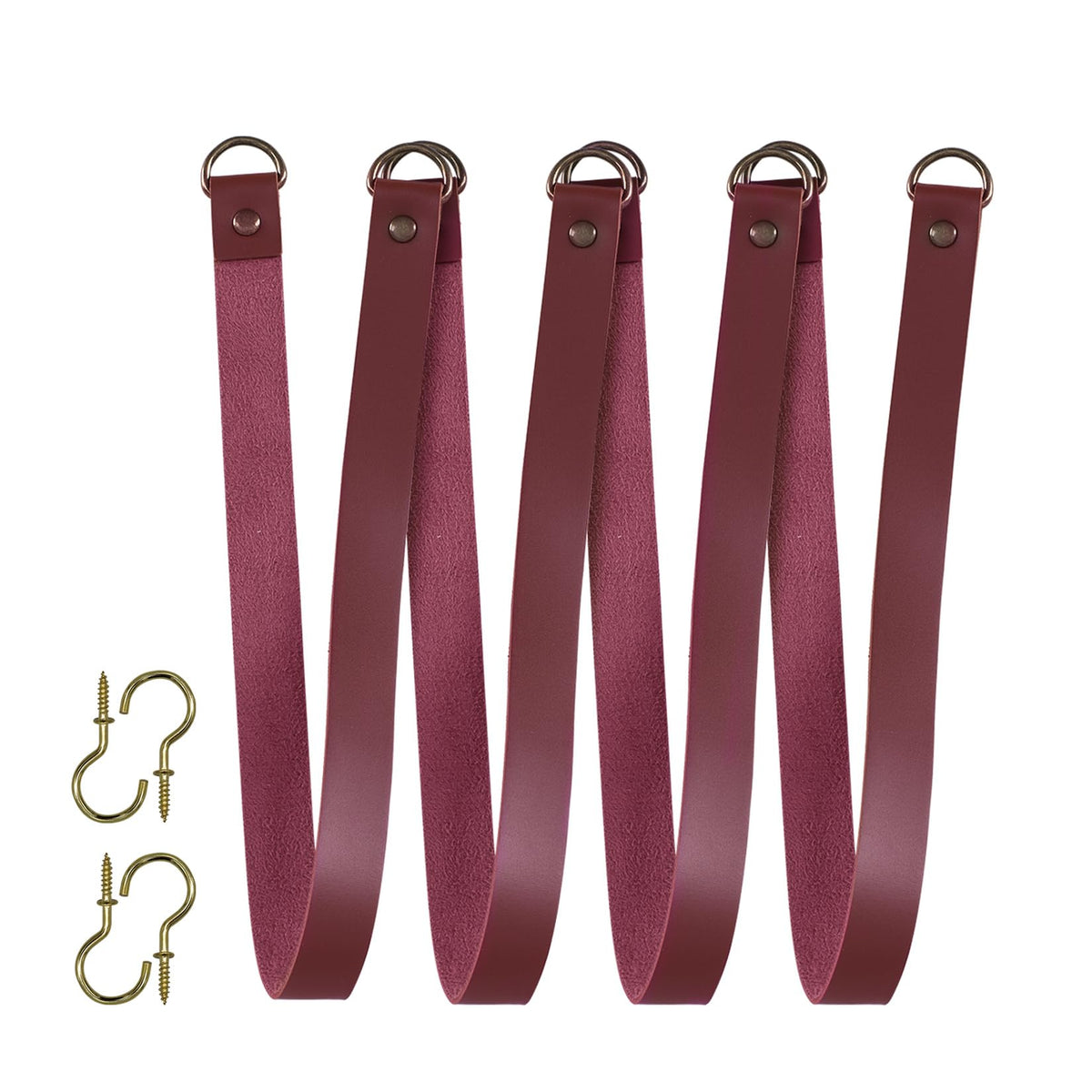 Faux Leather Curtain Tiebacks with Hooks, 4 Pack, Claert