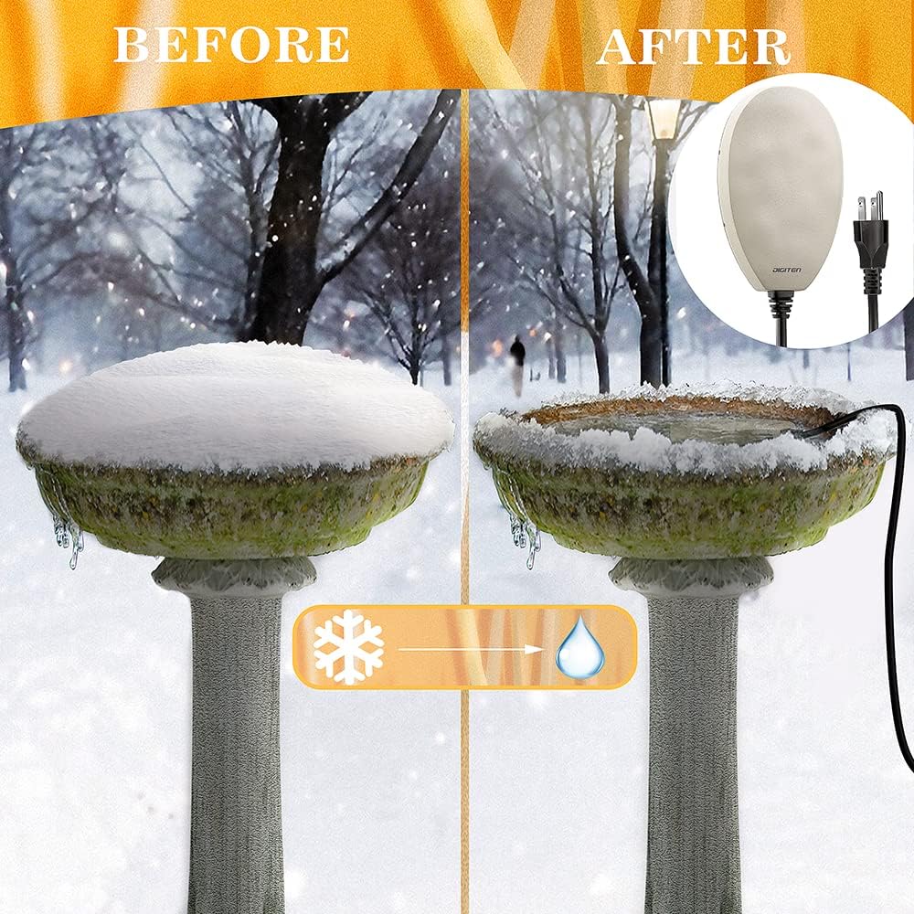 60W Bird Bath Heater, Waterproof Birdbath Deicer for Outdoors, Keep Chicken Waterers from Freezing, Fit in All Kind