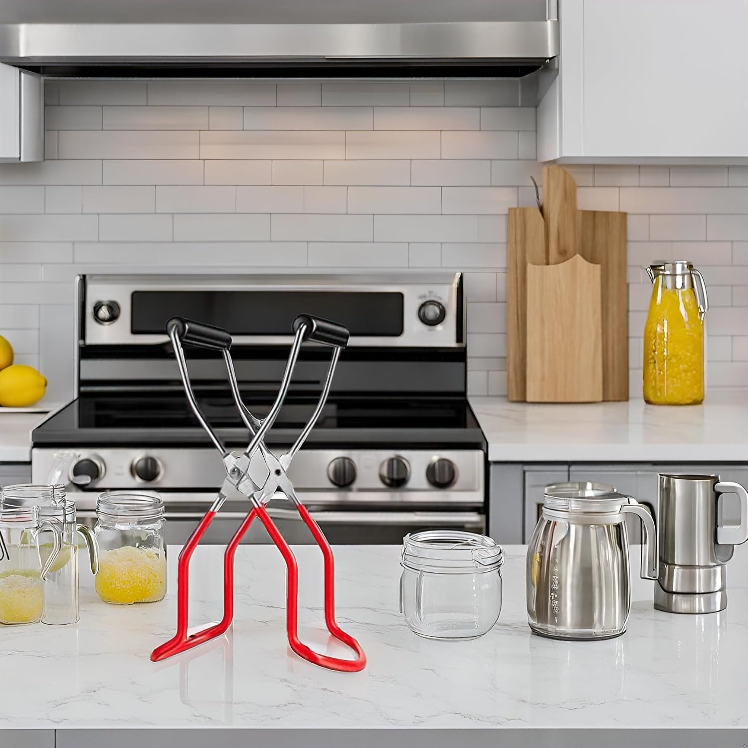 Canning Jar Lifter Tongs - Stainless Steel Jar Lifter with Rubber Grips