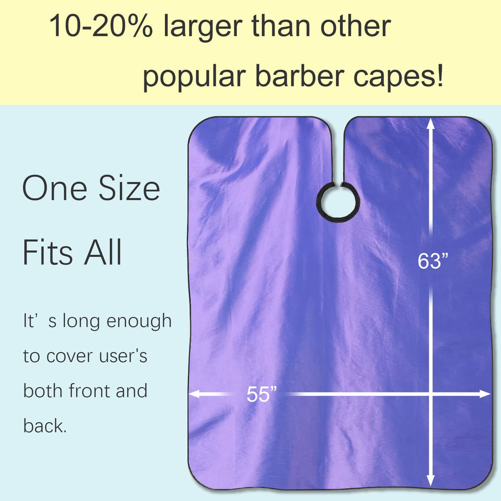 Barber Hair Cutting Cape with Adjustable Neckline 55" x 63" Purple | Waterproof; Unisex; Adjustable metal clip;