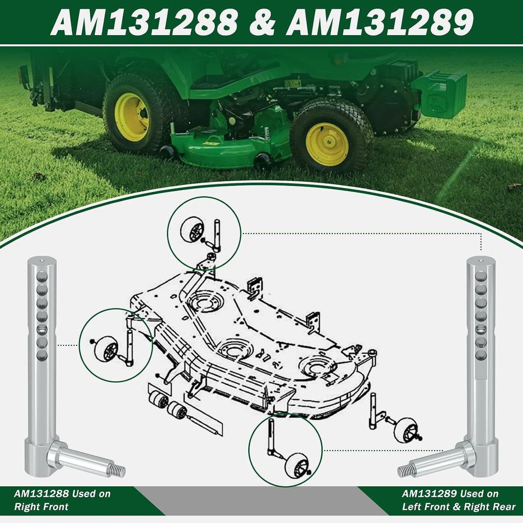 CheeMuii 4 Pack AM125172 Mower Deck Wheels & AM131288 AM131289 Deck Arm Kit