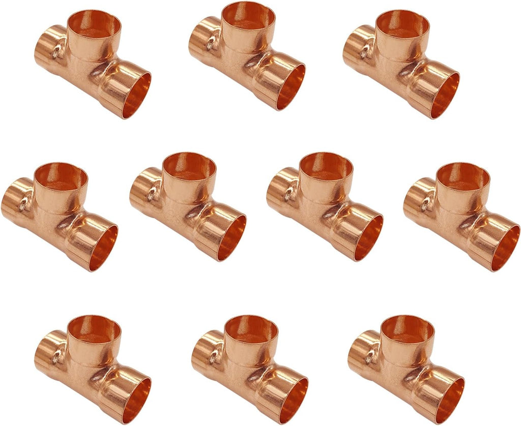 10 Pcs 3/4" Copper Tee,Copper Fittings with Sweat Solder Connection