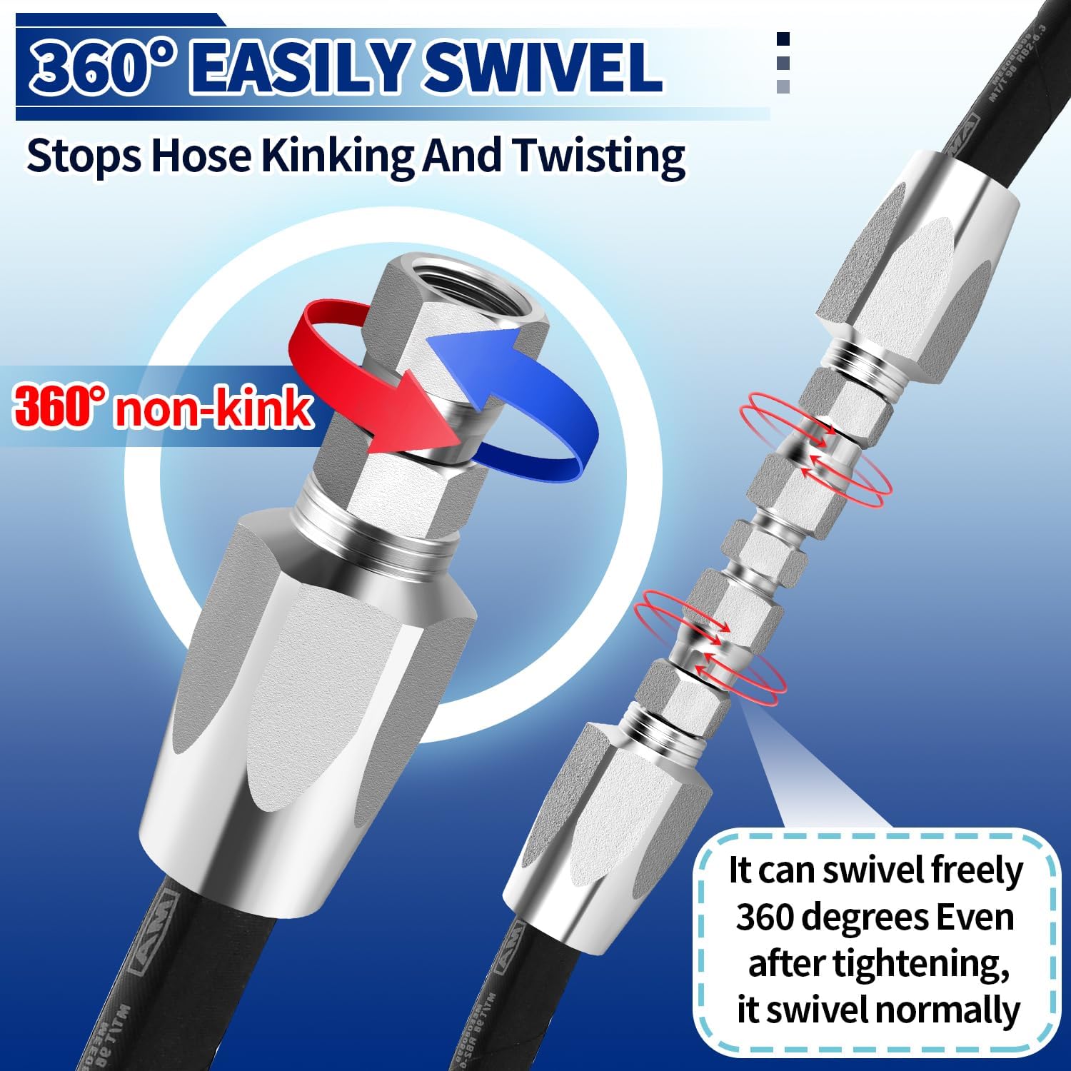 Hydraulic Hose Repair Kit, 1/2" Hydraulic Hose Field Repair Kit, 2pcs Reusable Heavy Duty Galvanized Carbon Steel