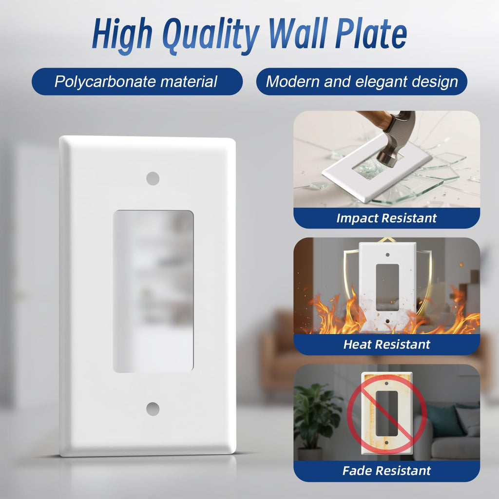 6 Pack Jumbo Decorator Wall Plate Covers 1-Gang Oversize Outlet Cover Plate