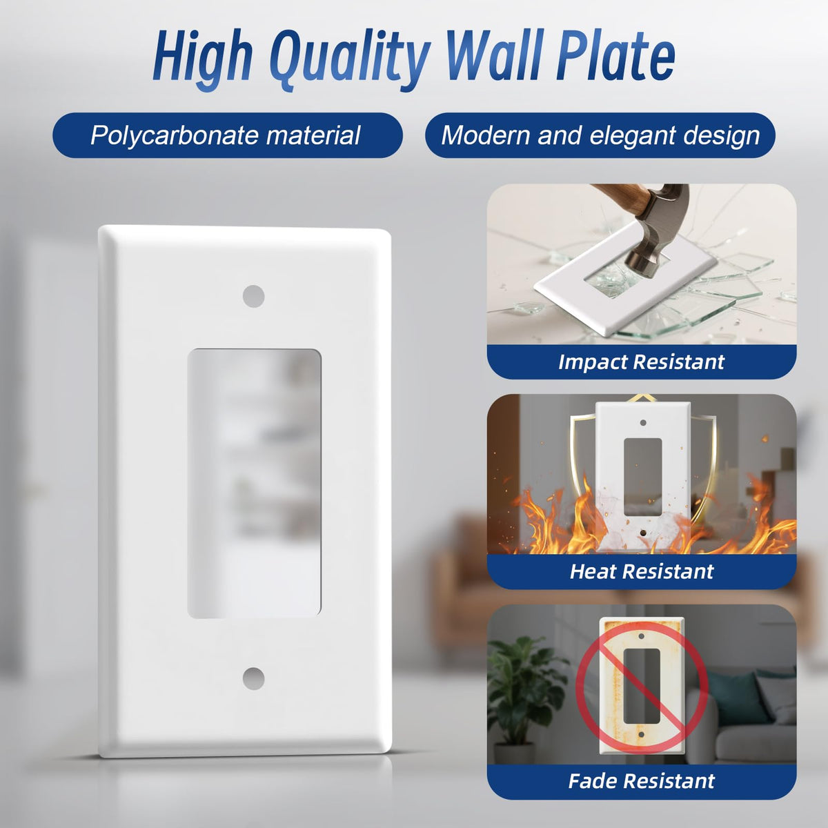 6 Pack Jumbo Decorator Wall Plate Covers 1-Gang Oversize Outlet Cover Plate