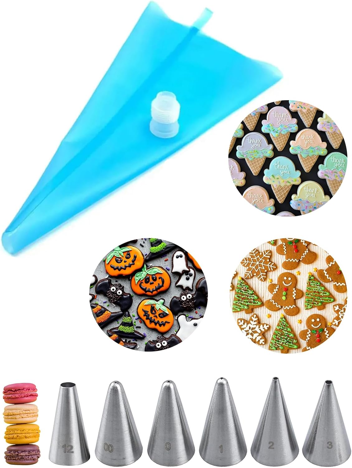 Piping Bags and Tips Set for Cookies, Royal Icing, Writing & Small Detail