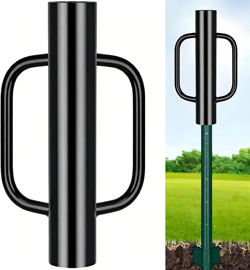 8LB Fence Post Driver with Handles Heavy Duty T Post Driver Post Pounder for T-Posts, U Channel, Metal Post and Sign