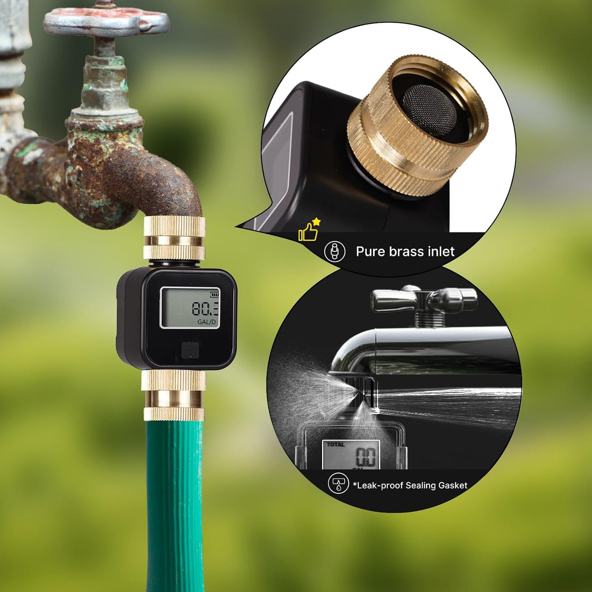 MOES Water Flow Meter Measure Gallon/Liter Consumption and Flow Rate
