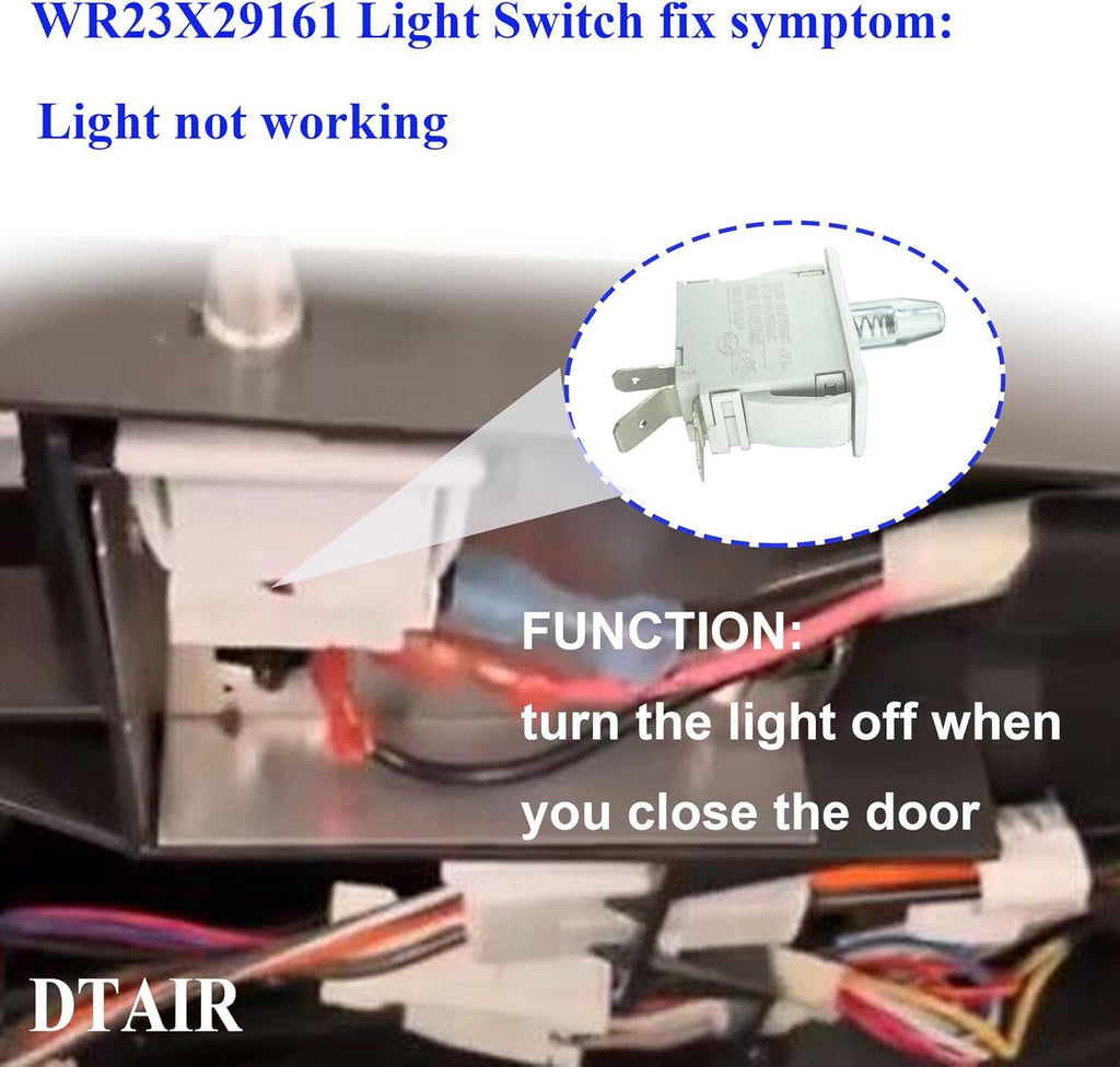 DTAIR WR23X29161 Fresh Food Door Light Switch Replacement for GE Refrigerator WR23X29162 4590096 PS12295821