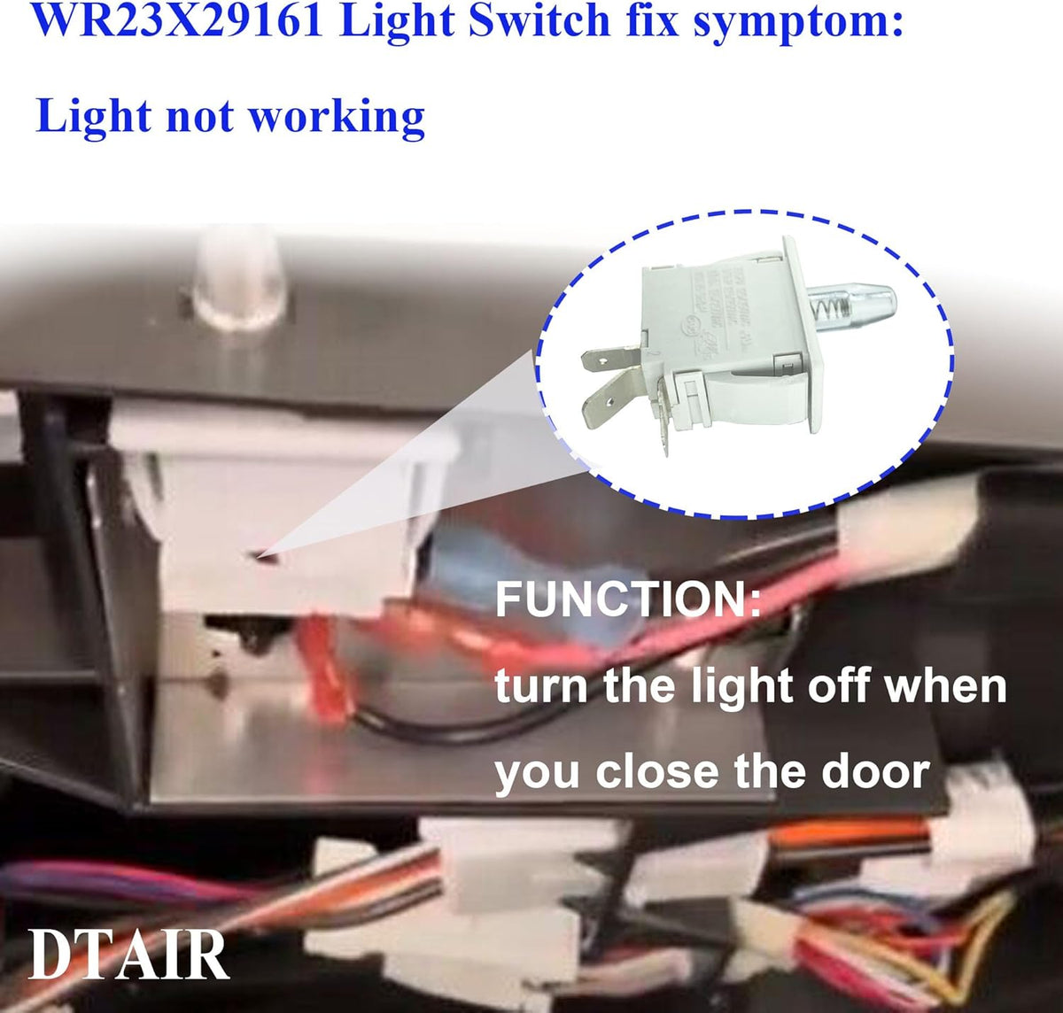 DTAIR WR23X29161 Fresh Food Door Light Switch Replacement for GE Refrigerator WR23X29162 4590096 PS12295821