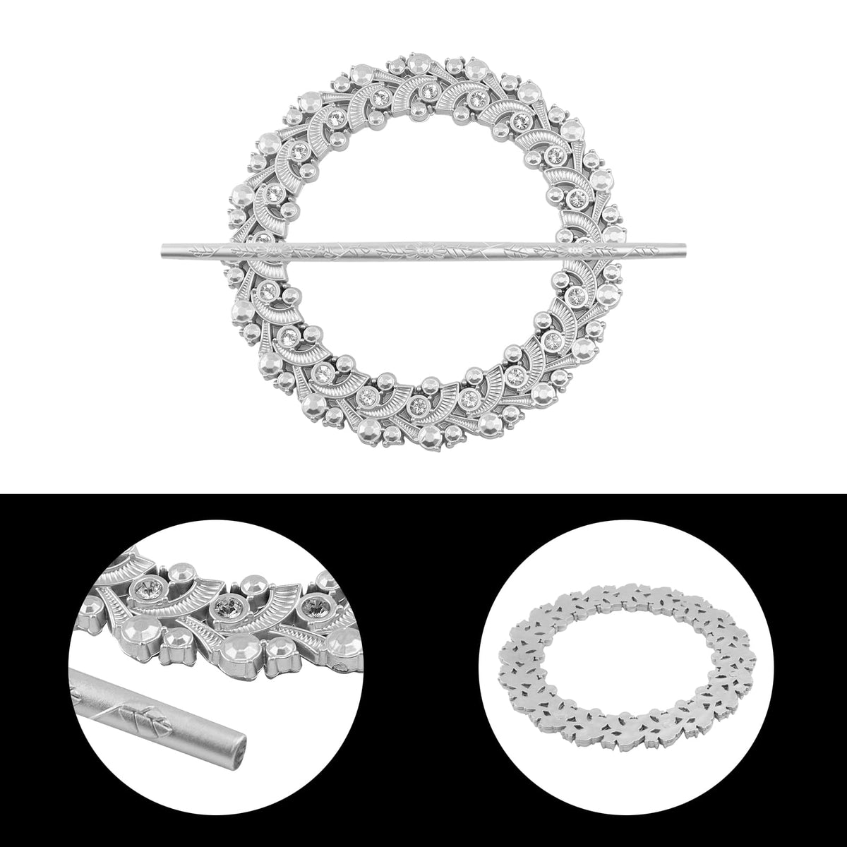 2 Pack Silver Curtain Tiebacks Round Drapery Holdbacks, 20 Crystals
