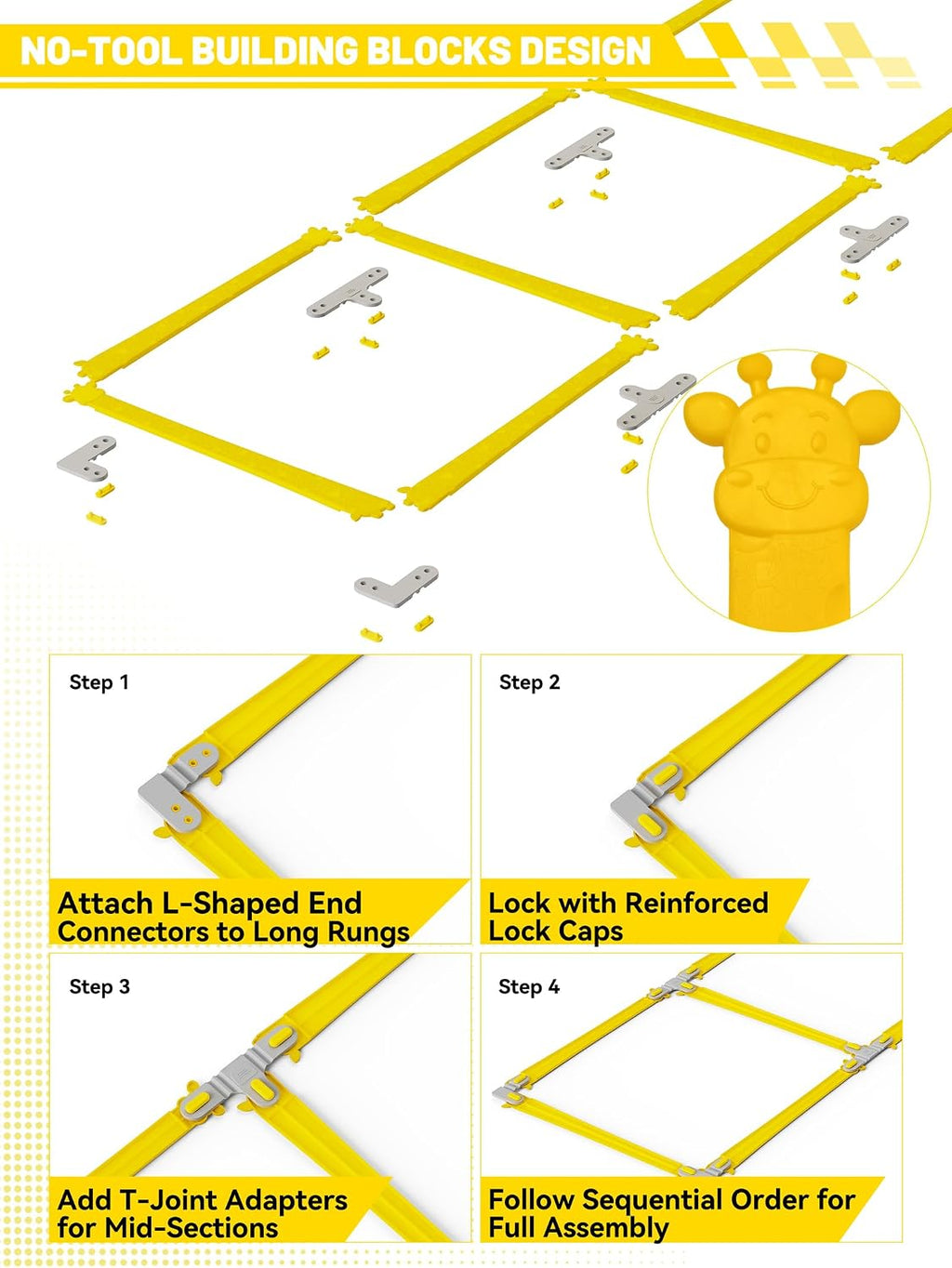 Tangle-Free Agility Ladder for Kids/Athletic – Multi-Use Speed Training Ladder for Footwork