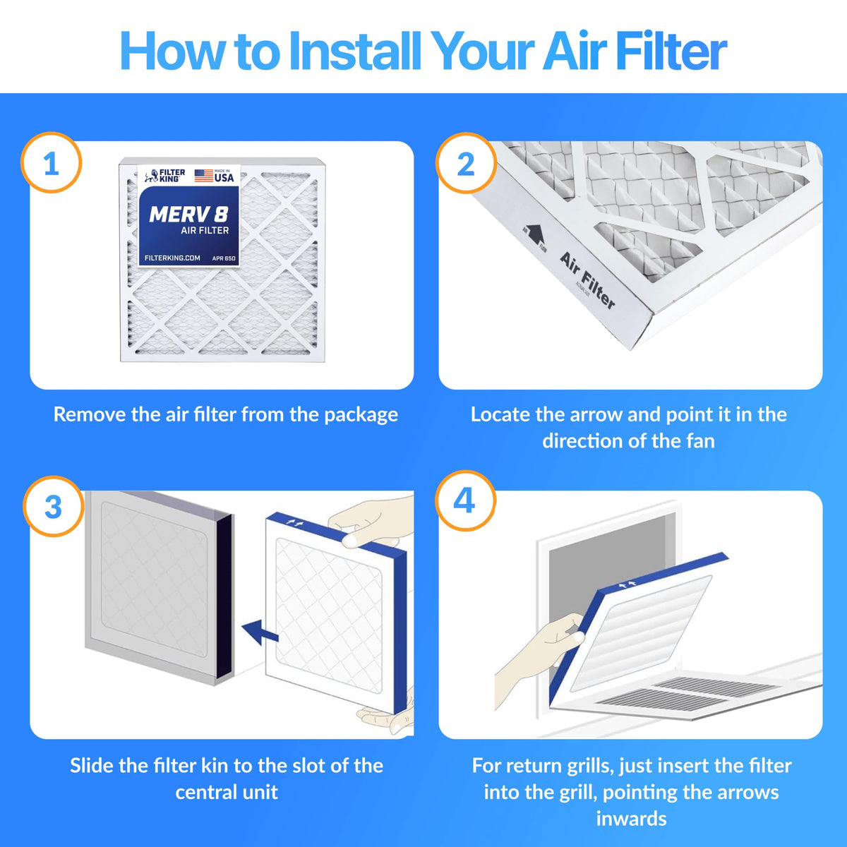 16x20x1 Air Filter MERV 8, AC Furnace Filters (6-Pack)