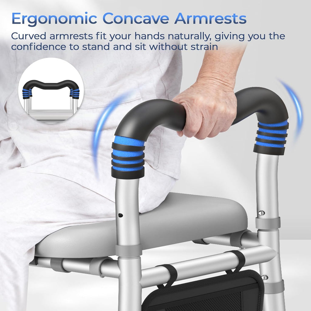 Toilet Seat Risers for Seniors, Raised Toilet Seat with Handles with Adjustable Height & Width, Soft Padded Seat