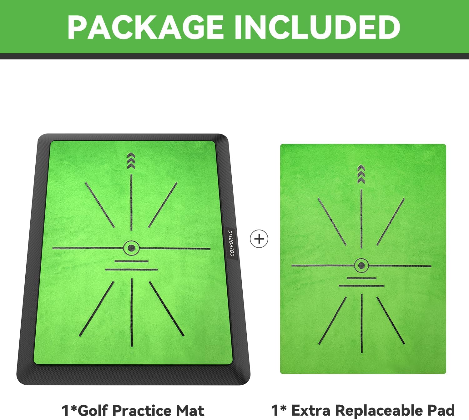 COSPOPTIC Golf Hitting Mat with Swing Path Feedback, Heavy-Duty Rubber Base Anti-Slip Golf Training Mat, Extra