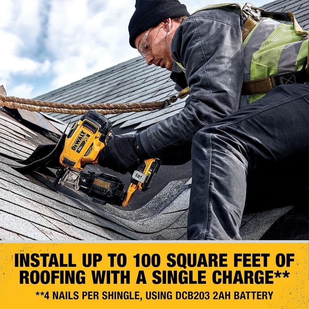 20V MAX Lithium-Ion 15-Degree Electric Cordless Roofing Nailer Kit with 2.0Ah Battery Charger and Bag