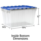 66486 12 Gallon Plastic Stackable Storage KeepBox Tote Container with Attached Hinged Lid, 21-1/2-Inch x 15-Inch x