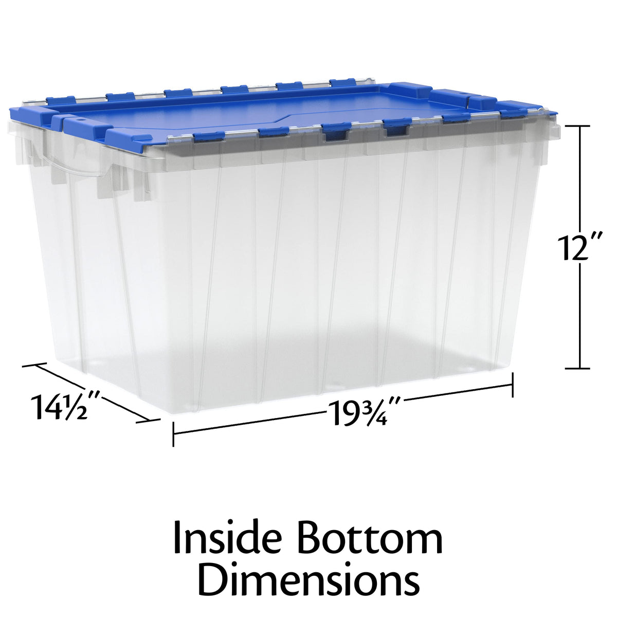 66486 12 Gallon Plastic Stackable Storage KeepBox Tote Container with Attached Hinged Lid, 21-1/2-Inch x 15-Inch x