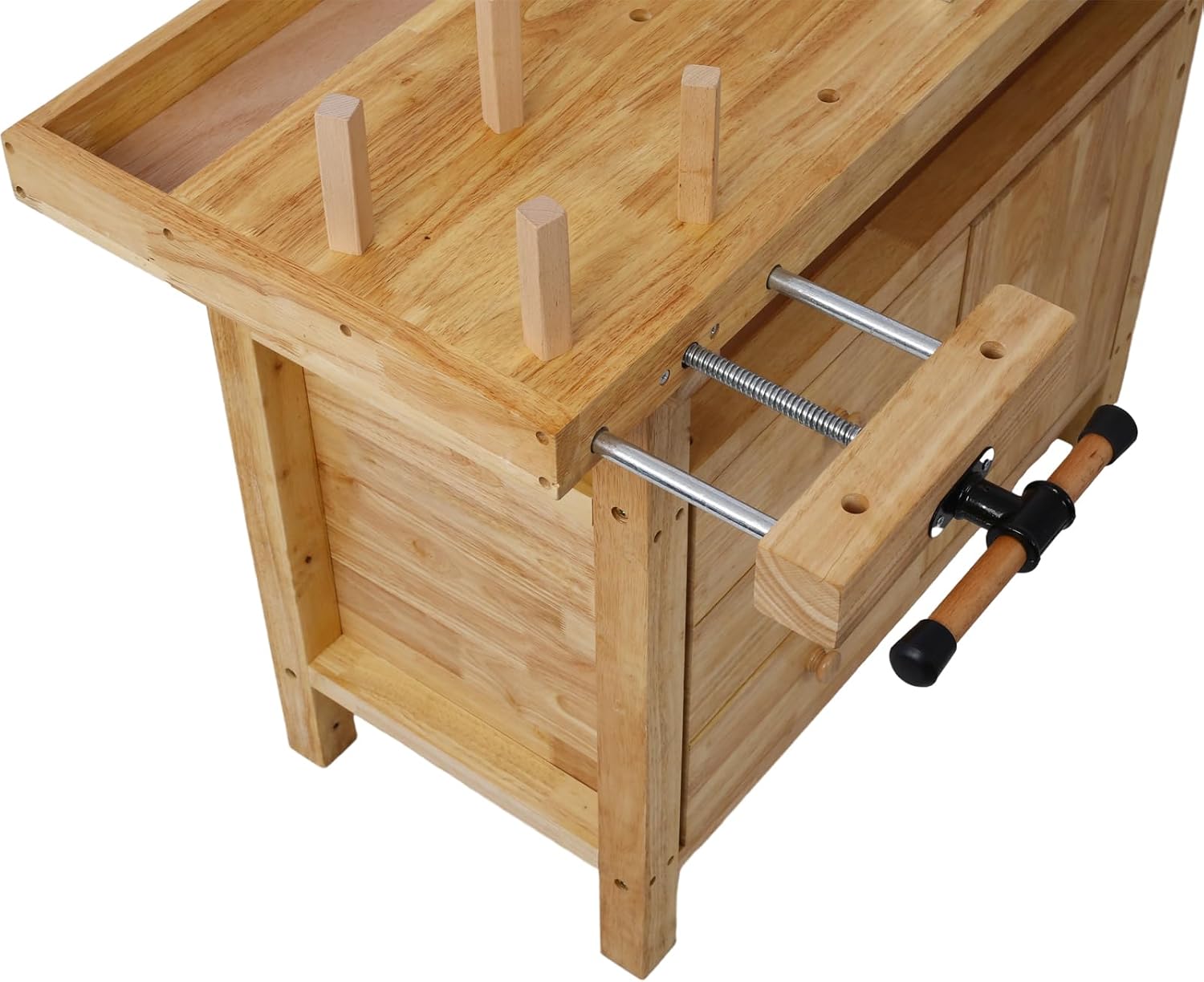 LifeSky Wooden Workbench with Storage & Clamps - Heavy Duty Garage Workshop Table for DIY Woodworking & Home Projects
