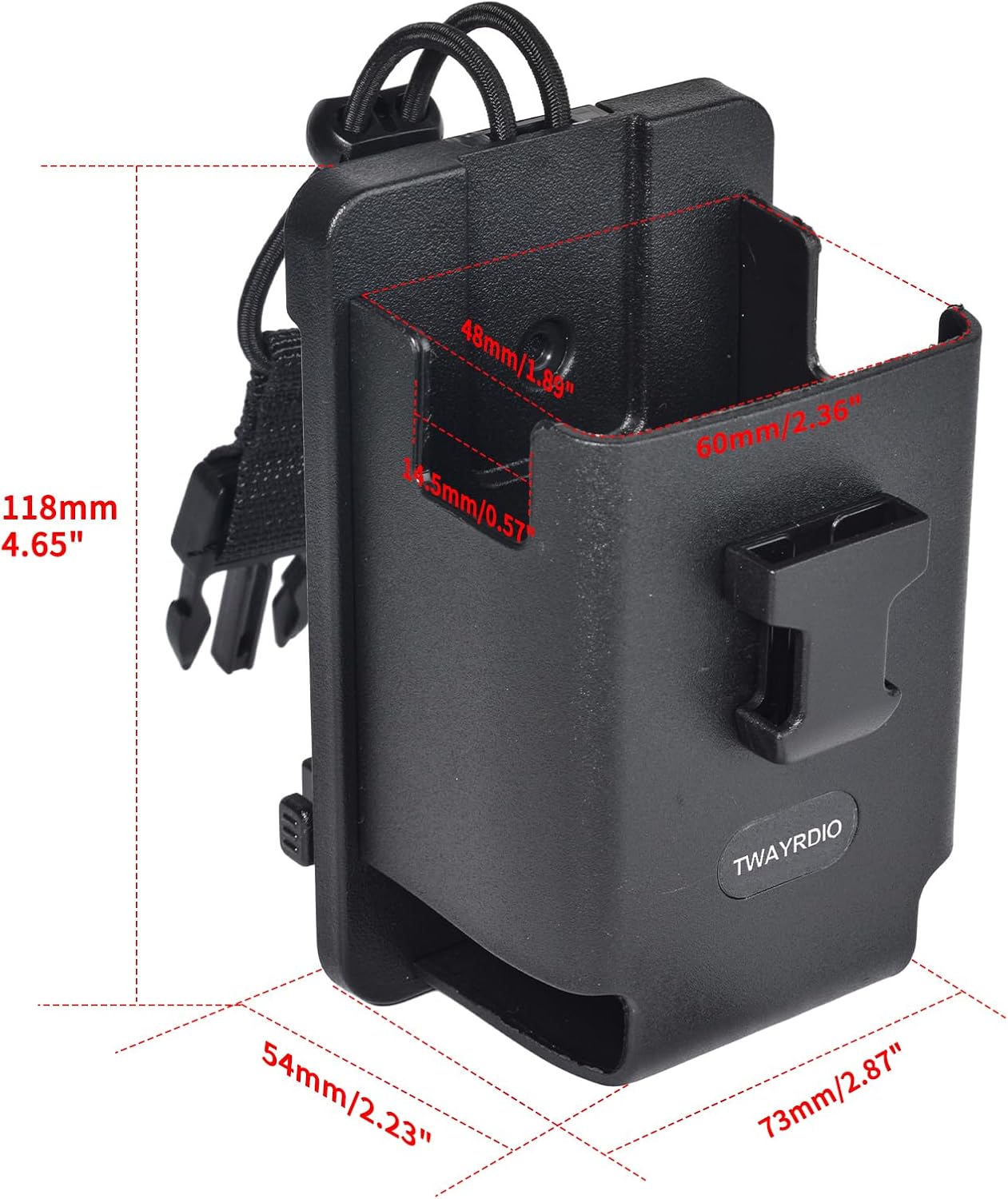 Portable TPU Radio Holster w/MOLLE Belt Clip for Belt, Vest, or Pack, Two Ways Radio Pouch with Quick Release Buckle