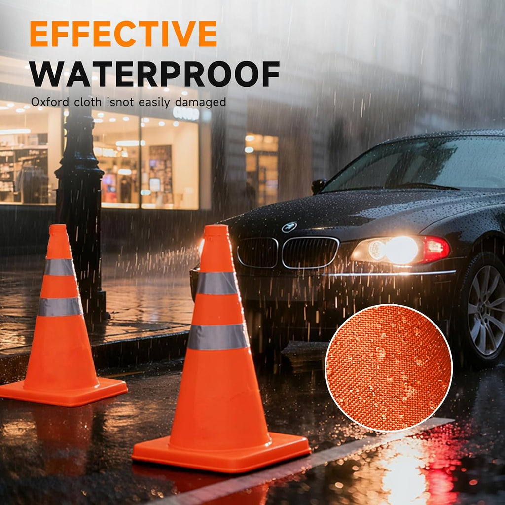 Collapsible Traffic Safety Cones, [2 Pack] 28 Inch Orange Cones, Multi Purpose Pop-up Cones with Reflective Collar