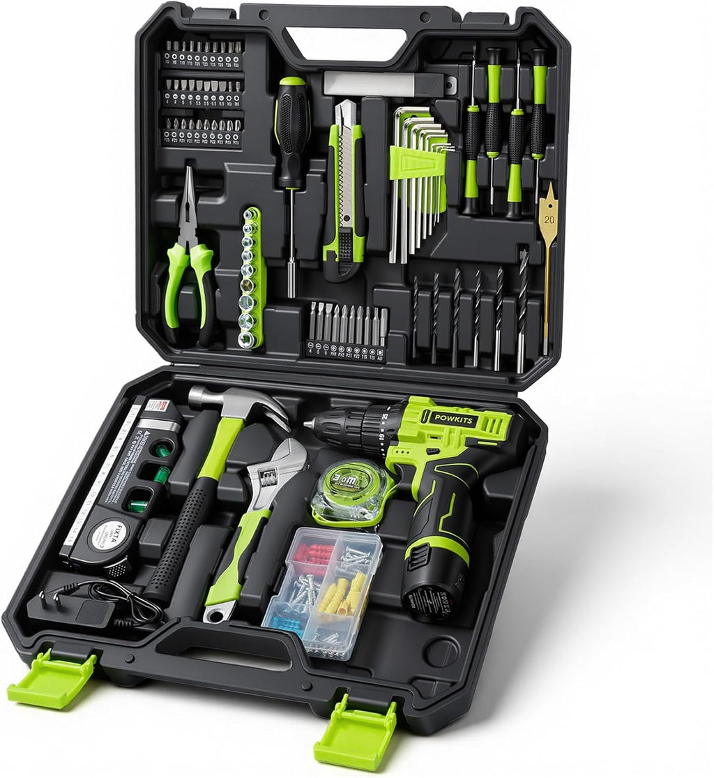 Cordless Drill Tool Set: 12V Power Drill Tool Kit with Battery & Charger, Portable Household Basic Drills Case for