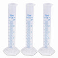 3 Pcs Plastic Graduated Cylinders, 2-Sided Measuring Lines，25ml