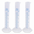 3 Pcs Plastic Graduated Cylinders, 2-Sided Measuring Lines，25ml