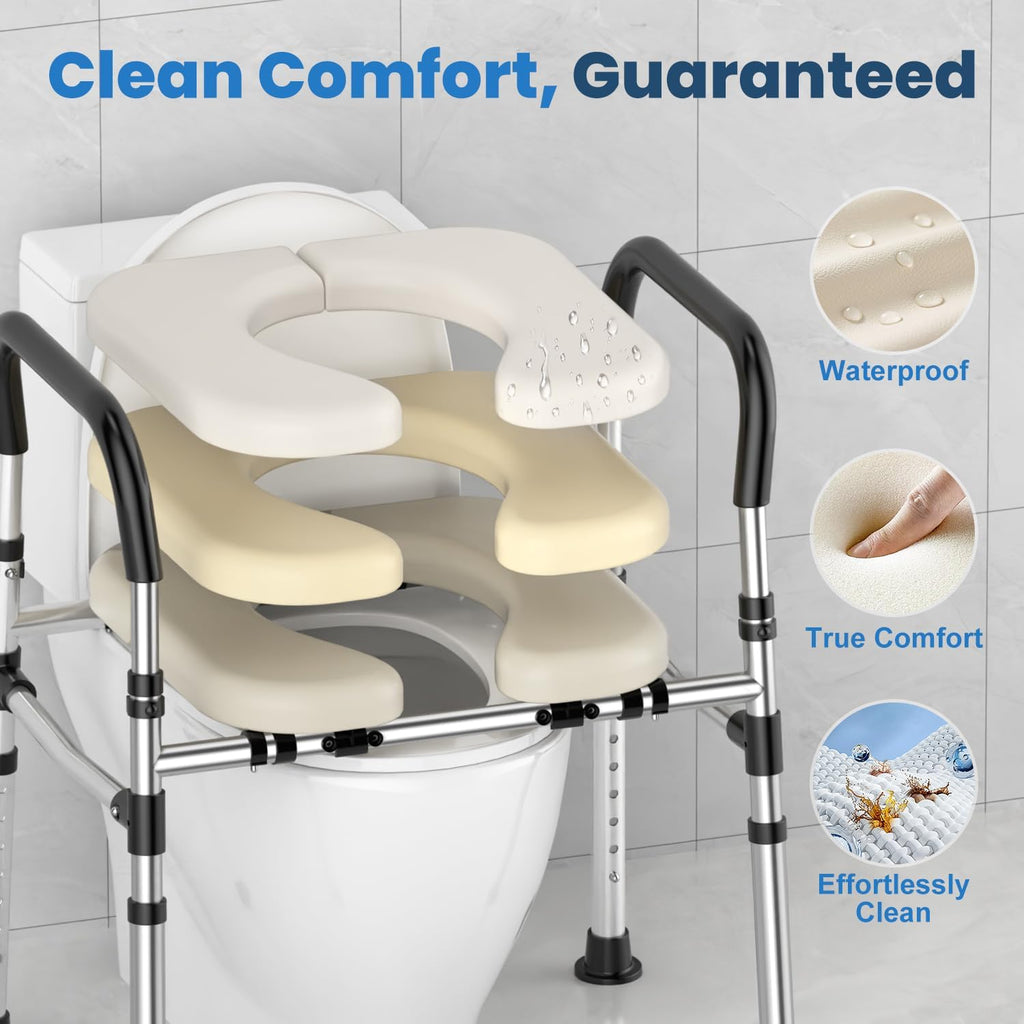Toilet Seat Riser for Seniors, Raised Toilet Seat with Handles - FSA/HSA Eligible, Adjustable Height & Width