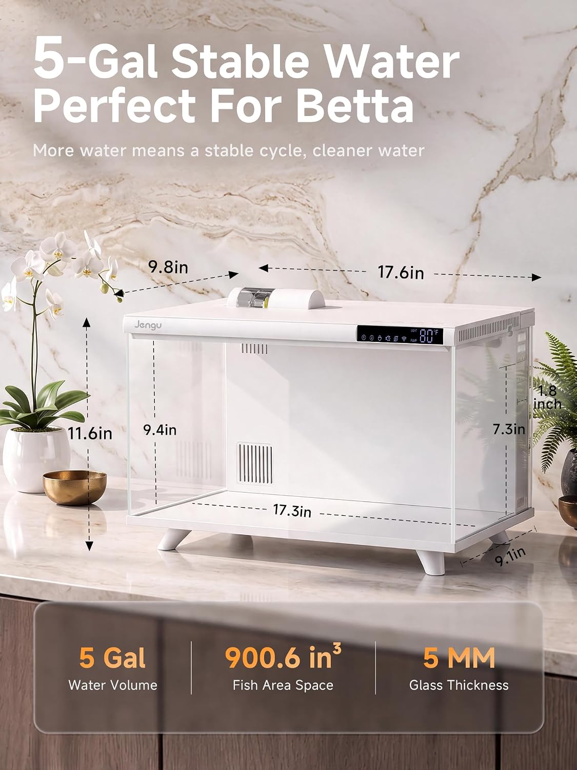 M1 5 Gallon Smart Fish Tank, App-Controlled Betta Aquarium Kit