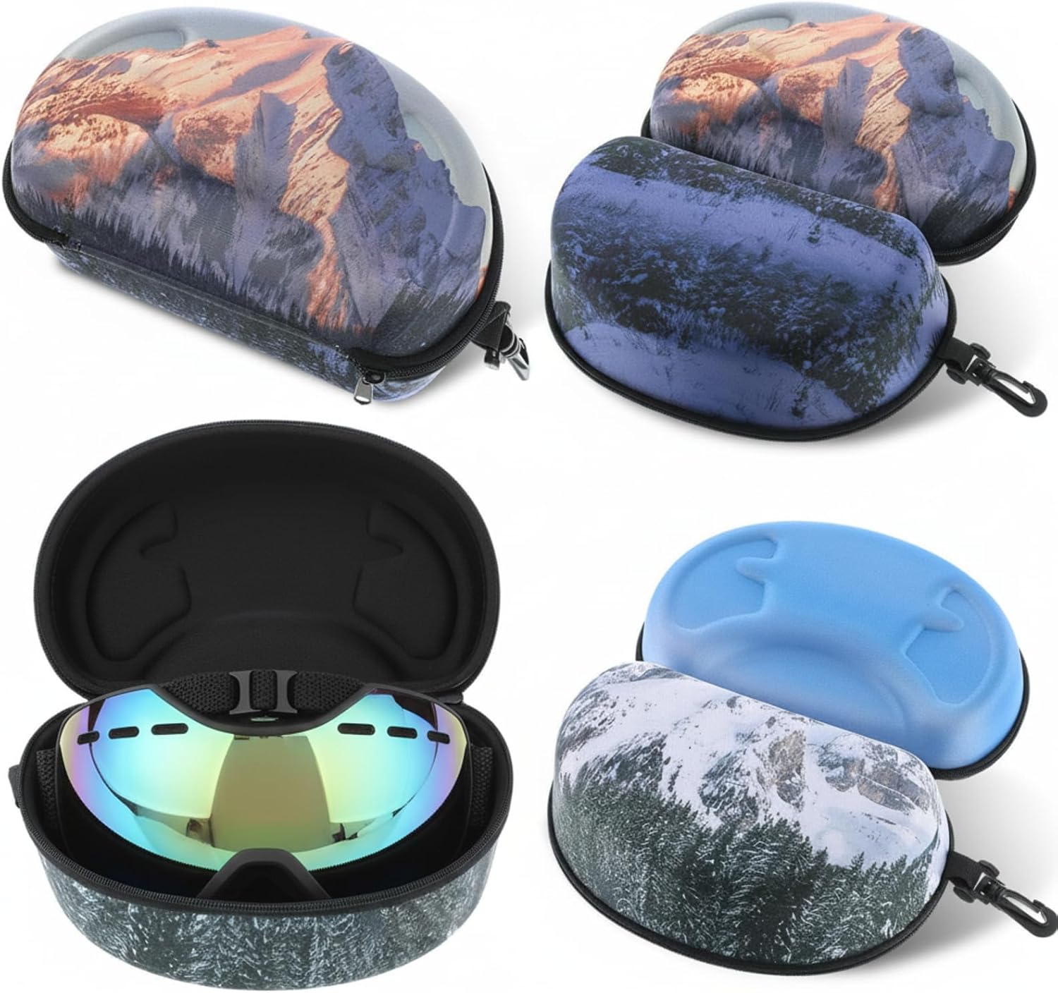 2 Pcs Ski Snow Goggle Case Large Goggle Cases Hard Shell Swim Sunglasses Hard Boxes Large Protective Hardcover