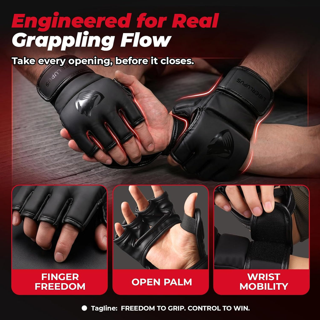 MMA Gloves Sparring for Men– Open Palm Training Gloves for Grappling, Kickboxing, Muay Thai, Youth Self-Defense