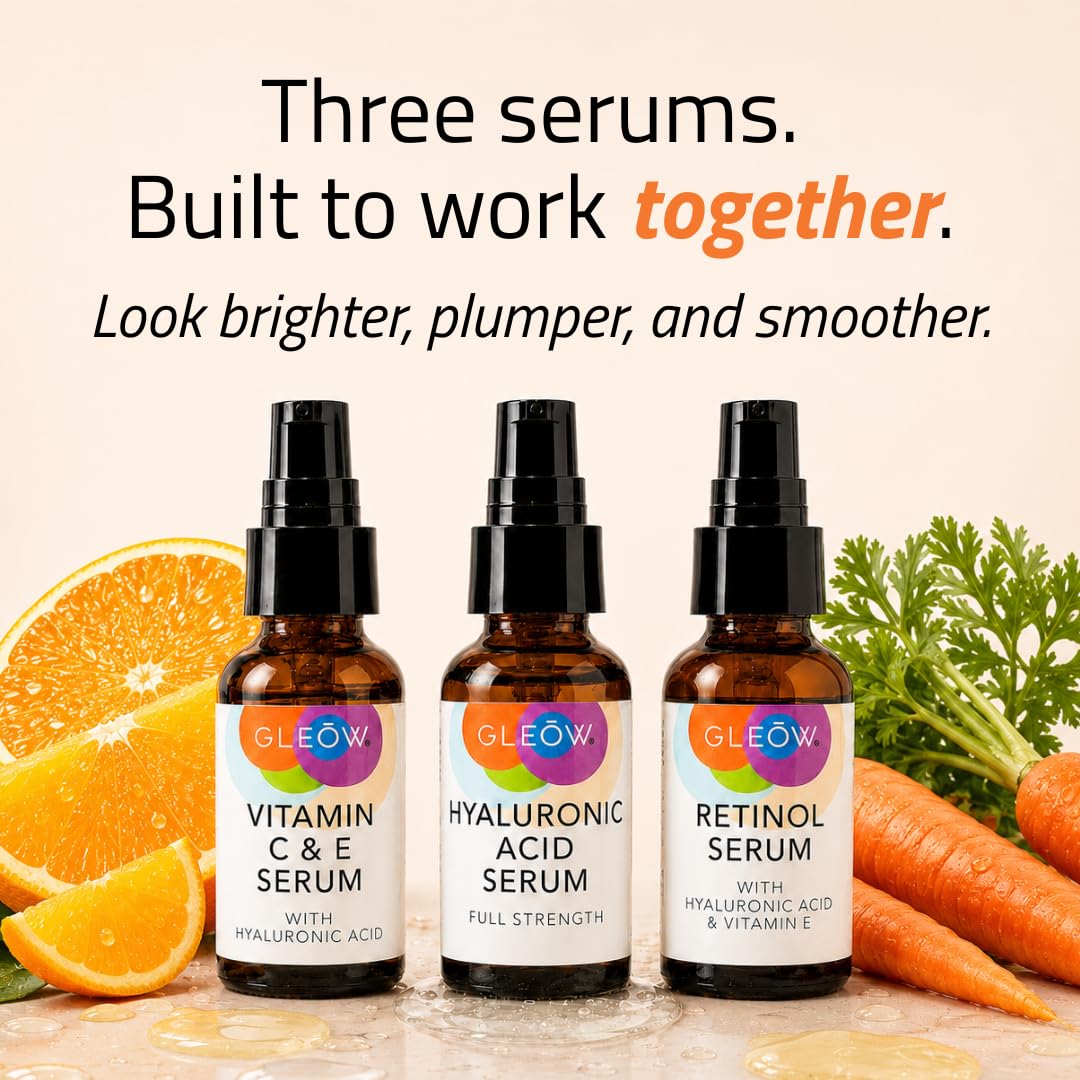 Skincare Set: Retinol, Vitamin C, and 99% Hyaluronic Acid Serum, Face Serum Set Targets Appearance of Uneven Skin and