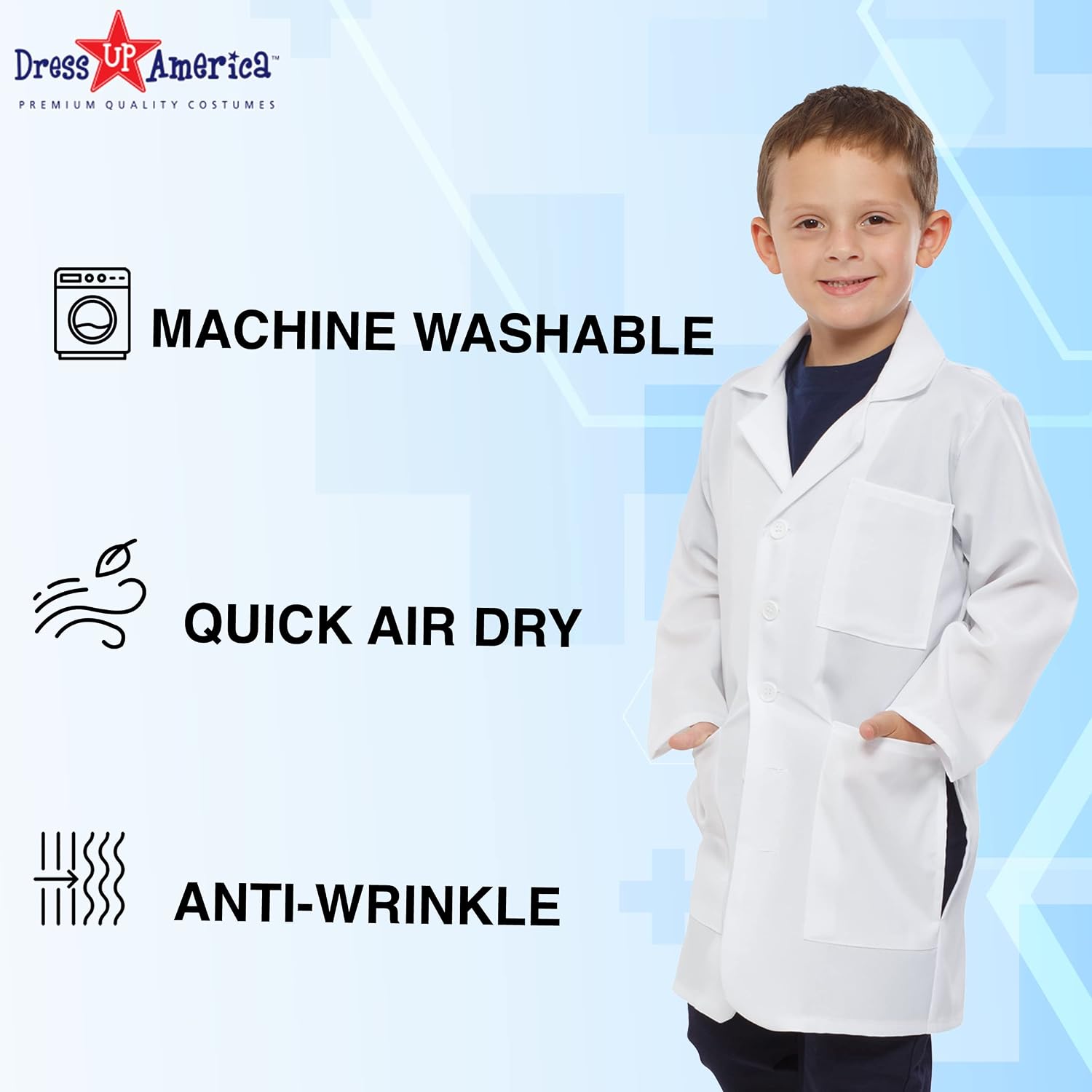 Kids Lab Coat – White Doctor Costume for Boys & Girls – STEM Play Dress-Up for Scientists & Doctors
