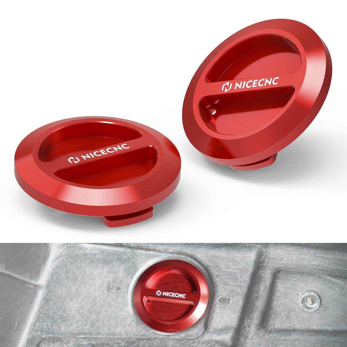 NICECNC Red 2pcs Aluminum RZR Floor Drain Plug