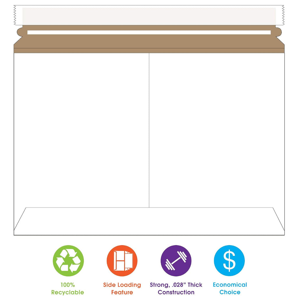 12 1/4 x 9 3/4" White Side Loading Stayflats Lite Mailers