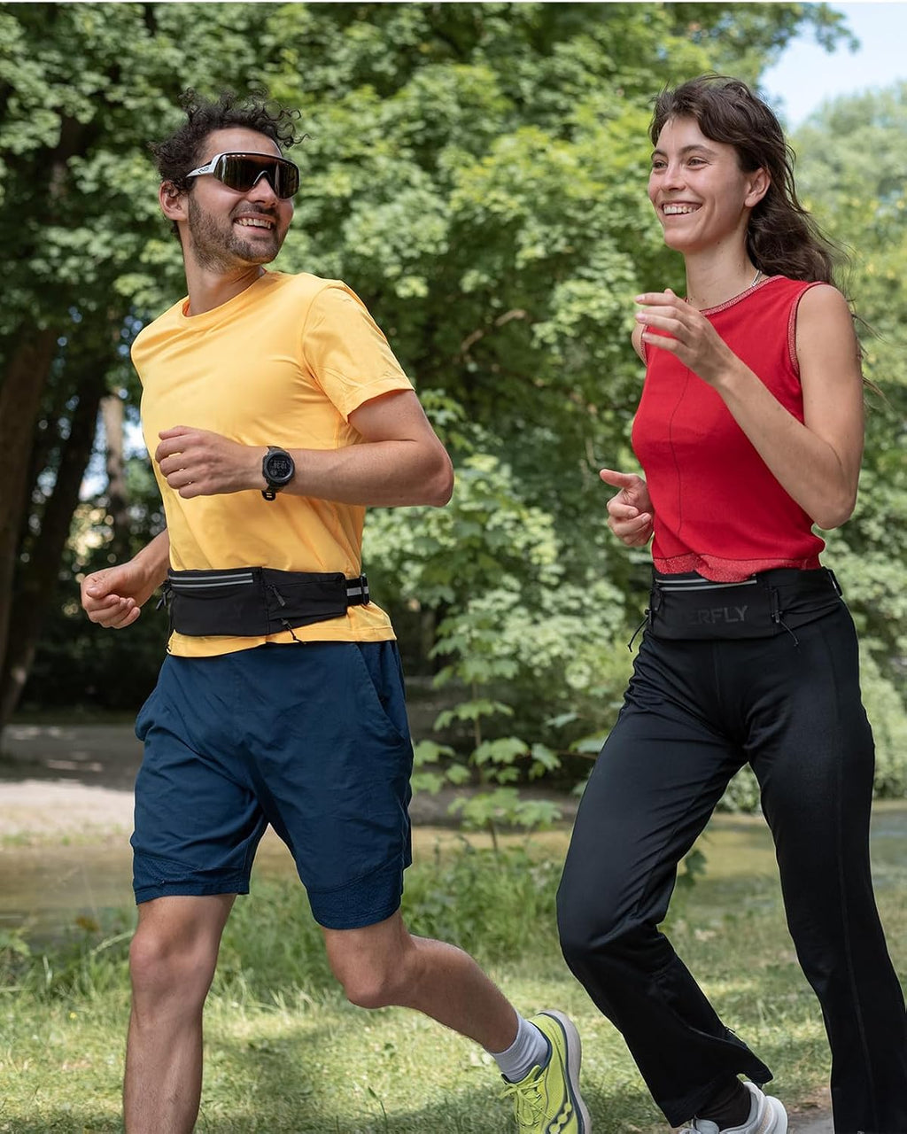 Running Belt Fanny Pack, Runner Race Belt with Bib Clip Black | Breathable, 3 Pocket Waist Bag for Men Women, Phone