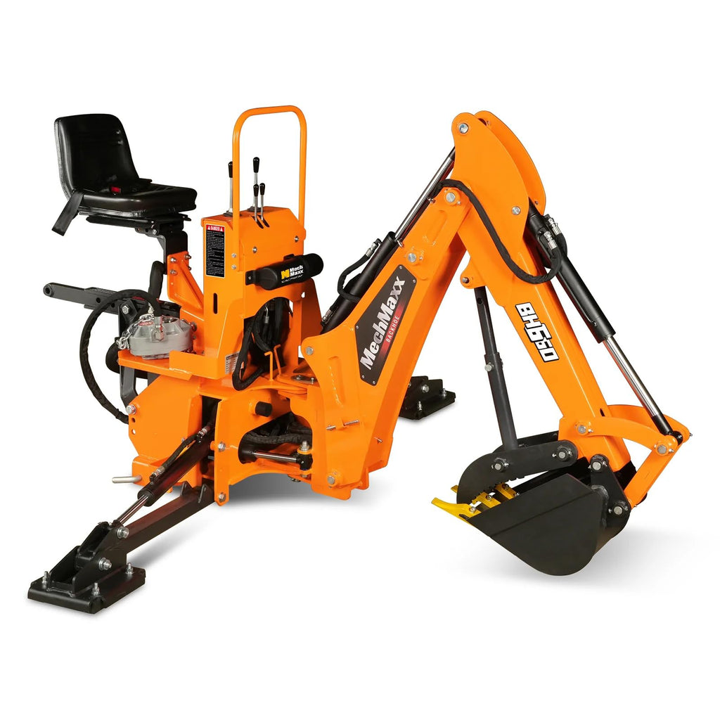 7' Tractor Backhoe Attachment with Mechanical Thumb, 12" Bucket, ISO/SAE Switchable Controls, Self-Contained