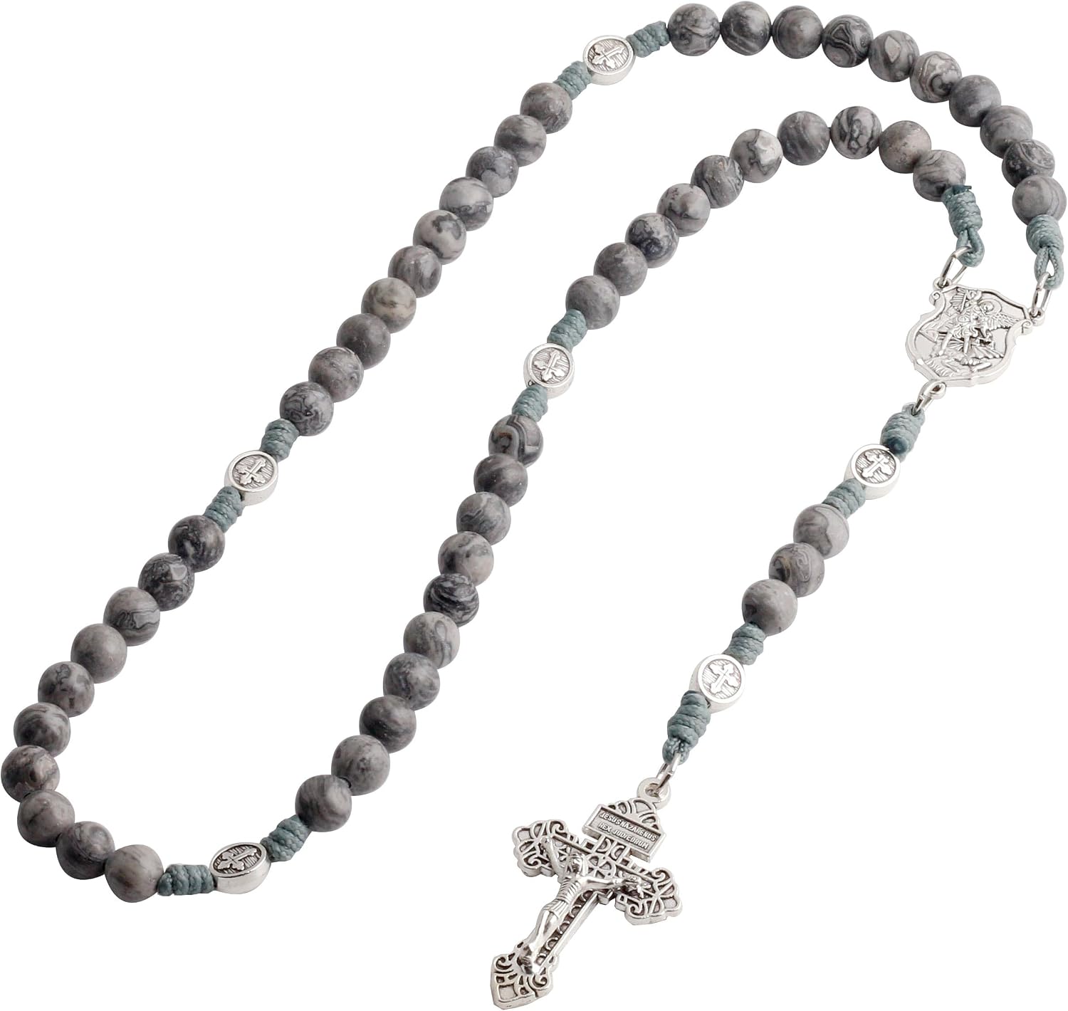 Natural Stone Beads Catholic Paracord Rosary with Gift Bag for Men