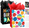 2 Pcs 16.5'' Large Happy Birthday Gift Bag for Boys Kids Men