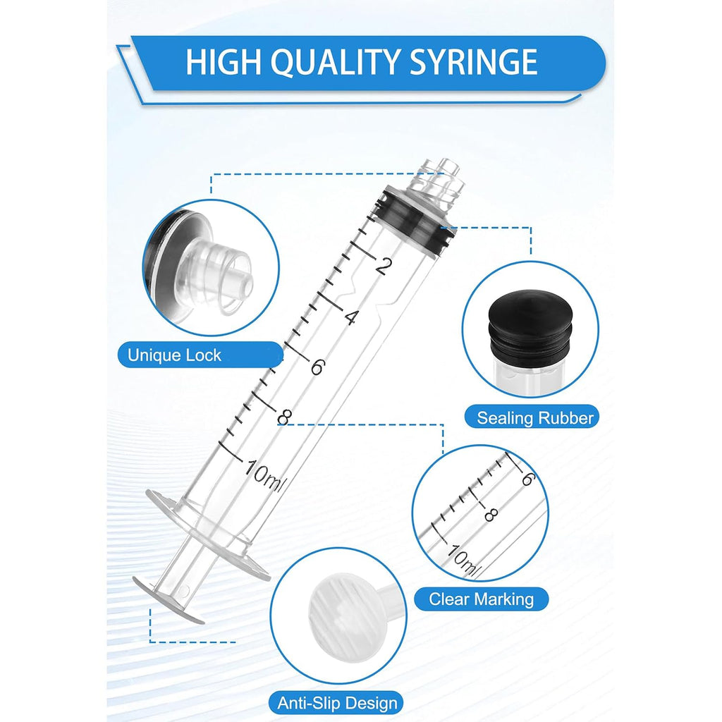 Luer Lock Syringe 10ml - Sterile Disposable Syringes 10 Pack | Without Needles Individual Sealed Packaging