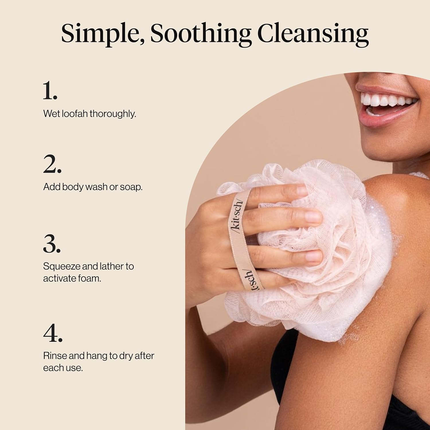 Shower Loofah – Soft Mesh Body Scrubber & Bath Sponge for Daily Gentle Cleansing – Durable Loofah for Men and Women