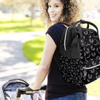 Black Gray Bats Diaper Bag Travel Backpack Large Capacity Multi-Function Zipper Casual Travel Backpacks for Mom Dad
