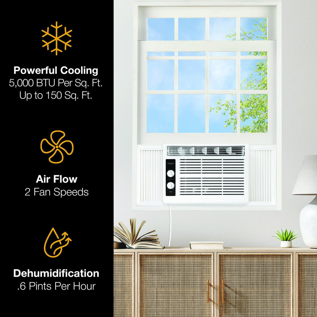 5,000 BTU Window Air Conditioner & Dehumidifier, White