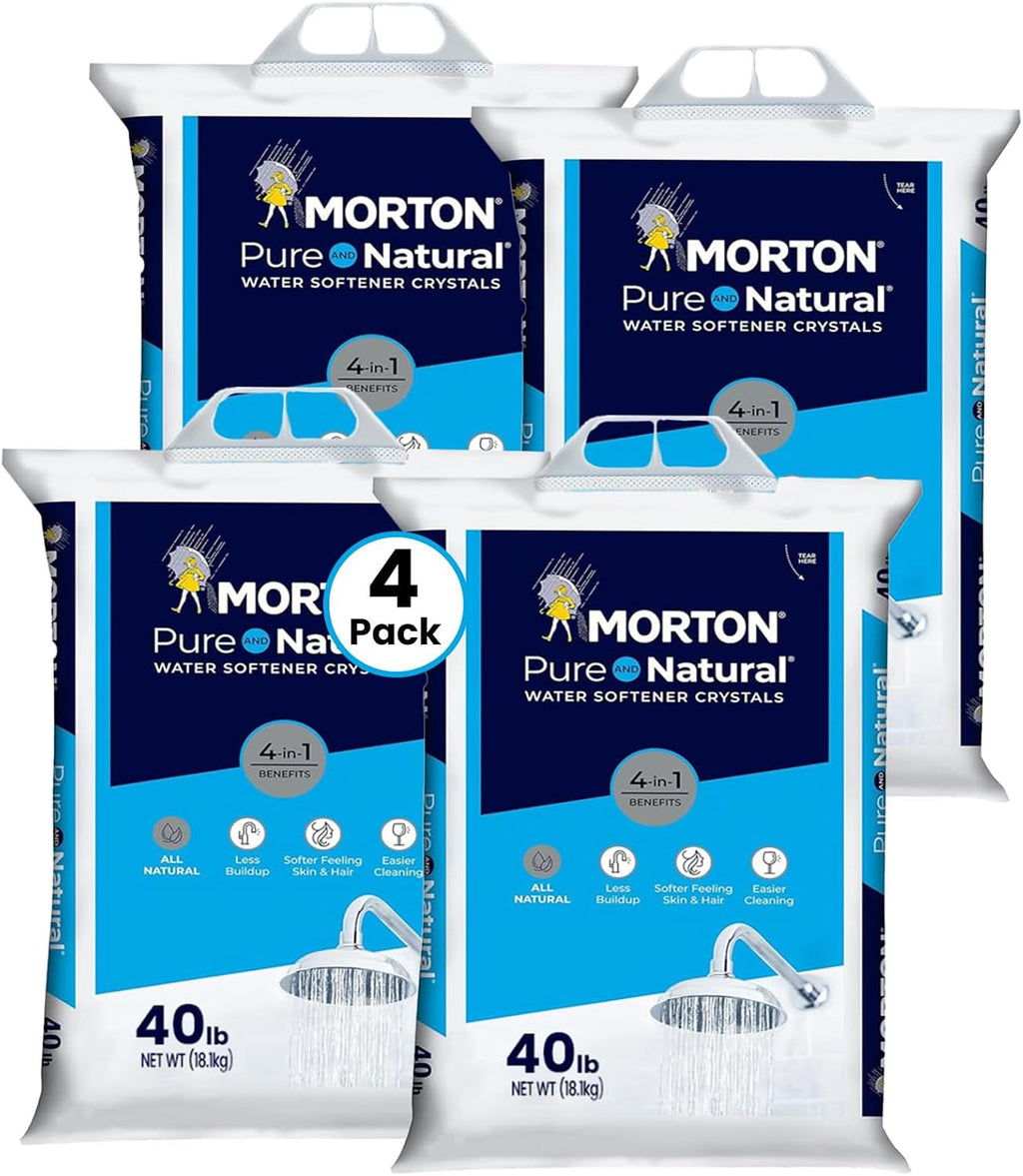 Morton Water Softener Salt Crystals, Solar Salt, 40 lb Bags (4 Pack)