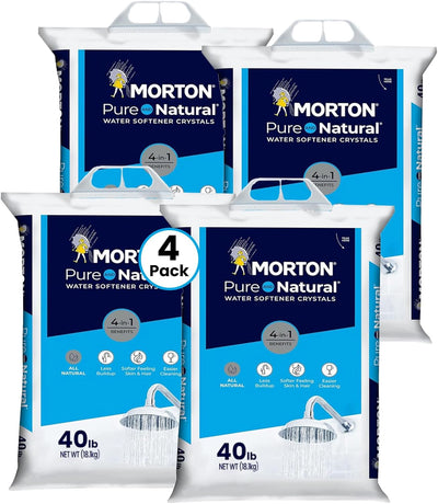 Morton Water Softener Salt Crystals, Solar Salt, 40 lb Bags (4 Pack)
