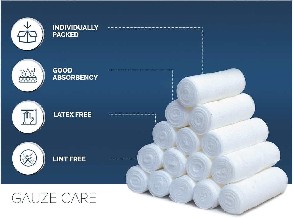 Gauze Rolls Pack of 24 – Premium Quality Lint and Latex-Free 4 inches x 4.1 Yards Conforming Stretch Bandages