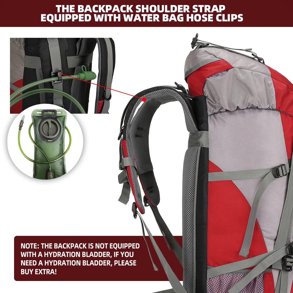 70L Hiking Backpack with Rain Cover Lightweight Waterproof Travel Camping Backpack Large Backpacking Pack