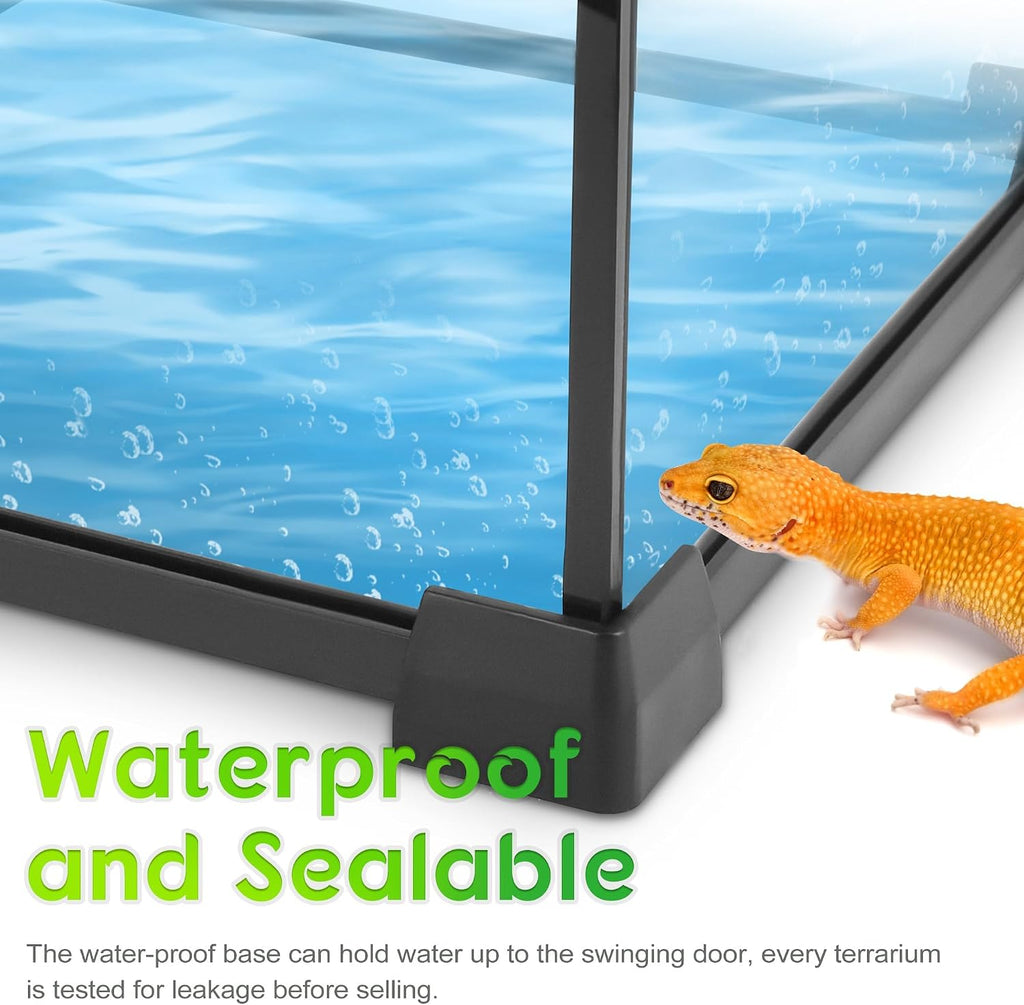 10"x10"x8" Reptile Terrarium, Single-Door Glass Terrestrial Vivarium for Small Desert Reptiles Such as Juvenile