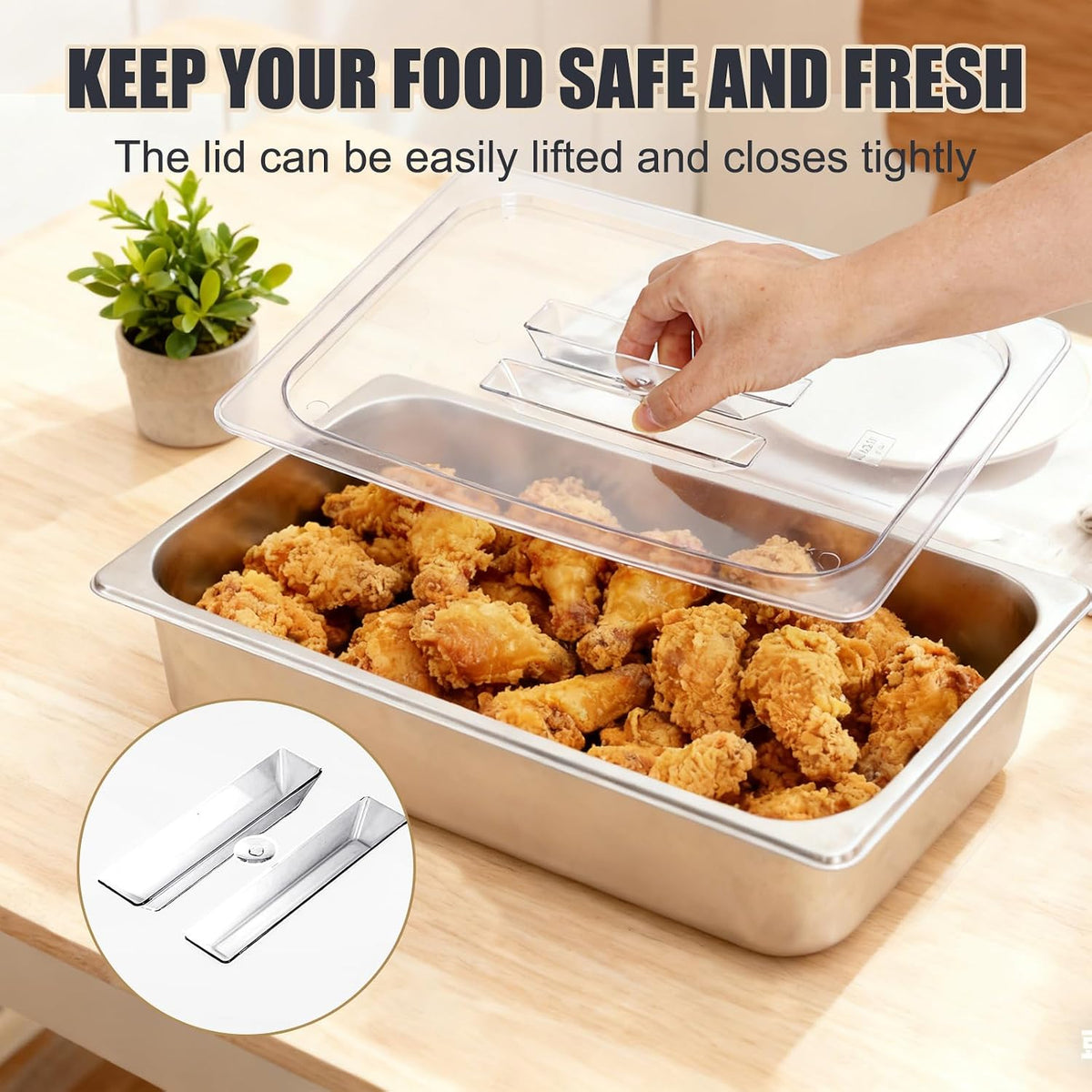 6-Pack 1/2 Size Polycarbonate Food Pan Lids with Handle, 12.8x10.4'' Clear Steam Table Hotel Pan Cover, Restaurant